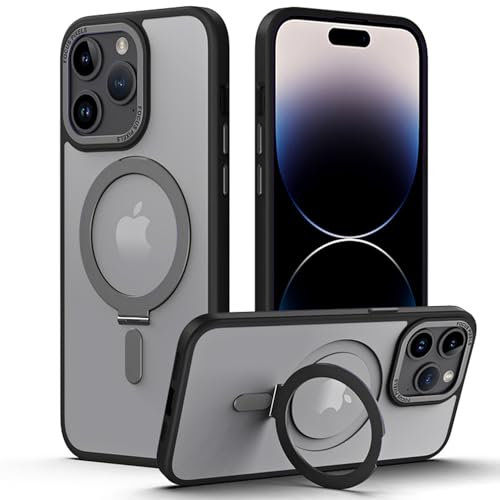 TECHGEAR iPhone 15 Pro Max Stand Case [Fusion Armour Ring] Premium Hybrid Tough Rugged Protective Magnetic Kickstand Case, Compatible with MagSafe Case for iPhone 15 Pro Max 6.7 - Black