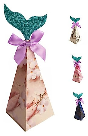 GLEAVI Meerjungfrau-süßigkeitenboxen 25 Stück Pyramiden-papierboxen Süßigkeitenhüllen Für Hochzeiten Partyzubehör Farbverlauf