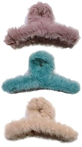 Haarklammern für Frauen, Haarkrallenklammern Plüsch Haare Catch Barrette Jaw Klemme Haarzubehör für Frauen Mädchen 3pcs