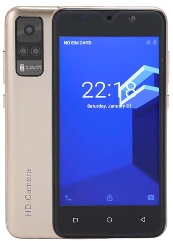 Cuifati Y53S 3G Entriegeltes Smartphone, 4GB RAM 32GB ROM 5.0in HD-Bildschirm Dual-SIM-Handy, für Android 12 Ultra Dünne Gesichts Entsperrung Handy, Dual HD Cam, 6800mAh Akku (Gold)