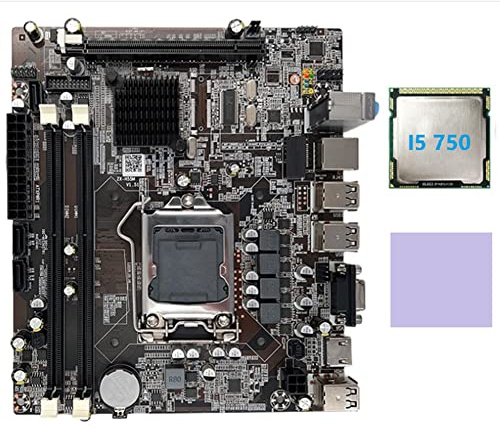 Xptieeck H55 Motherboard Computer Motherboard LGA1156 Supports I3 530 I5 760 Series CPU DDR3 Memory +I5 750 CPU+Thermal Pad