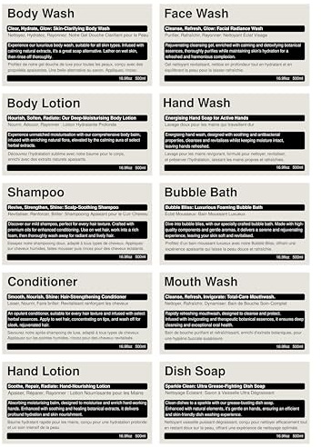 20 Pieces Waterproof Label Stickers for Dispenser Bottles | Removable Bathroom Shampoo, Conditioner, Hand Soap Farmhouse Labels | 98mm/3.85 x 54mm/2.12 | Durable Matt Finish