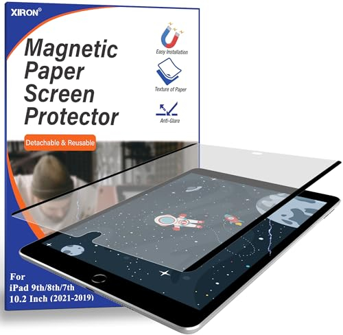 XIRON Magnet Papier Folie für iPad 9./8./7. Generation 10.2 Zoll (2019/2020/2021), Matte Schutzfolie Displayschutz zum Schreiben/Zeichnen, Blendfreiem/Anti-Fingerabdruck - Einfache Installation