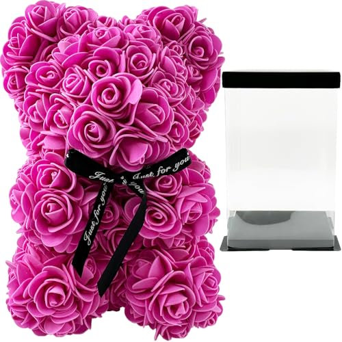 SECALIFE Rose Bear Rose Teddy Bear Flower Bear Cute Teddy Flower Bear Birthday Gifts for Girl Wife Cute Romantic Christmas Valentines Day Gifts, Rose Red
