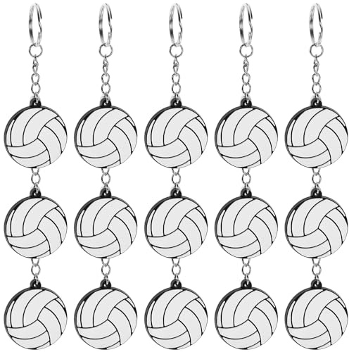 TOPPERFUN 20 portachiavi a forma di pallavolo, 9,7 x 3,7 cm, in PVC, adesivi da pallavolo, decorazione per borse, accessori per il fai da te, portachiavi creativi da appendere