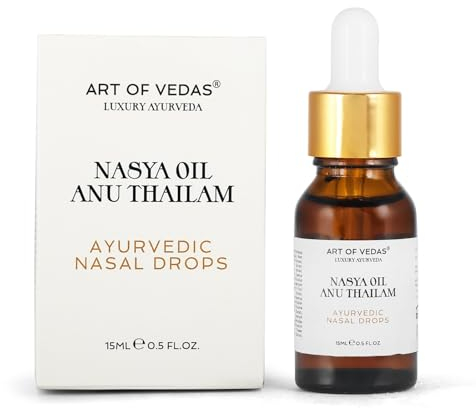Art of Vedas Nasya Öl/Anu Thailam - 15ML Ayurvedische Nasentropfen - Hochwertiges Nasya Öl zur Reinigung und Wohlbefinden, Linderung von Allergien und Nasenverstopfung, Traditionelle Ayurveda Formel