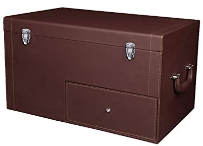 CAFIEDR Fiber Leather Multifunctional Portable Car Rear Seat Storage Box Auto Supplies Trunk Storage Box with Drawer for All Models (Brown)