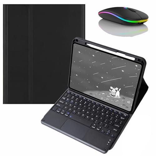 JZCZMCE Funda con Teclado para iPad Mini 7 (2024) & Mini 6 (2021) 8.3, Contiene Ñ, Soporte para Lápices Incorporado, Teclado Inalámbrico Desmontable Magnético con Ratón Bluetooth,Negro