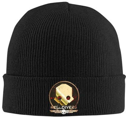 ORURYRTW Hut Warm Unisex Helldivers SciFi Videospiel Strickmützen Männer Mützen für Frauen Winter Mützen Warme Acryl Hut