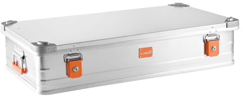 Alubox Alukiste abschließbar E141-17 - Premium Aluminium Lagerbox 67 Liter - Deckel mit Aluminium Druckguss Stapelecken und Gummidichtung - inklusive Schlösser - Bodenmaß E141 - Innenhöhe 17 cm