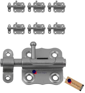 GeZu Impex Verrou de box Galvanisé Lot de 6 40 x 40 mm targette de porte blindée fermeture pêne coulissant loquet