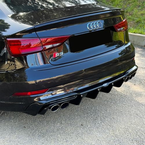 Oneway Heckdiffusor kompatibel mit Audi S3 Limousine 8V Facelift 2016-2020 - Schwarz glänzend