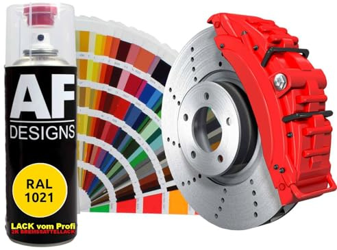 Alex Flittner Designs Spraydose RAL1021 RAPSGELB | Hochwertiger 2K - Bremssattellack: Der Alex Flittner Designs 2K Bremssattellack bietet eine langlebige, widerstandsfähige
