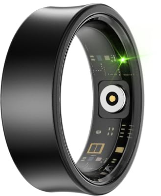 Yihou Anello intelligente senza quota di abbonamento Contapassi Fitness Tracker con cardiofrequenzimetro Anello fitness Monitor del sonno 10ATM GPS impermeabile per Android iOS Nero 11 #