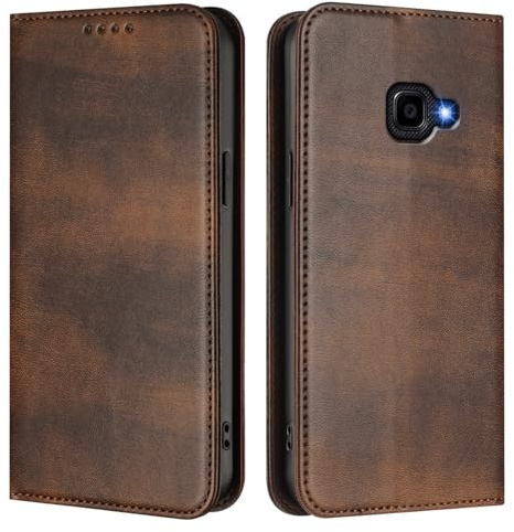 GOGME Hülle für Samsung Galaxy Xcover 4 / Xcover 4s, Premium Leder Handyhülle mit RFID-Schutz, Brieftasche Schutzhülle mit Kartenfächern und Ständer - Braun