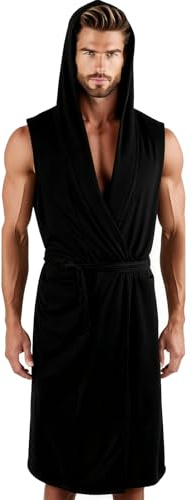 YJZQ Pyjama homme Peignoir de bain avec capuche sexy Vêtements de Nuit Une pièce Robe Décontracté pour piscine Combinaison Extensible pour 75-95KG