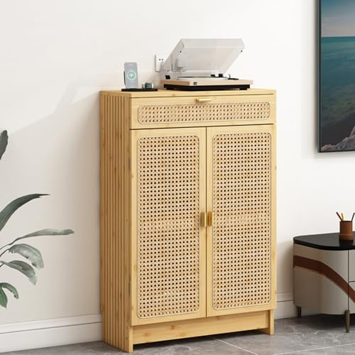 AYHARYLH WLAN-Router Aufbewahrungsschrank Mit Belüftungsöffnungen – Freistehender Organizer Zur Unsichtbaren Unterbringung Von Modem & Kabeln, Für Alle Räume Im Haus(Natural,50 * 25 * 91cm)