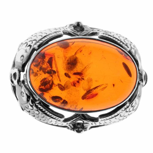 Ostsee-Schmuck Damen-Brosche 925/000 Sterlingsilber mit Bernstein