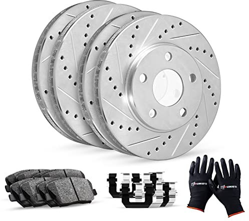 R1 Concepts Front Rear Brakes and Rotors Kit |Front Rear Brake Pads| Brake Rotors and Pads| Ceramic Brake Pads and Rotors |Hardware Kit|fits 2014-2020 Nissan Qashqai, Rogue, Rogue Sport