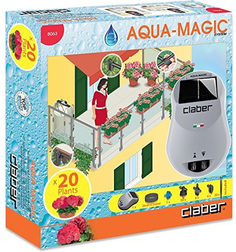 claber aqua magic system 8063 =KIT PRONTO ALL USO POMPA SOLARE + 20 GOCCIOLATORI + 20M TUBO