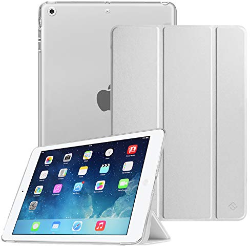 Fintie Hülle für iPad Air 2 (2014 Modell) / iPad Air (2013 Modell) - Ultradünne Superleicht Schutzhülle mit Transparenter Rückseite Abdeckung mit Auto Schlaf/Wach Funktion, Silber