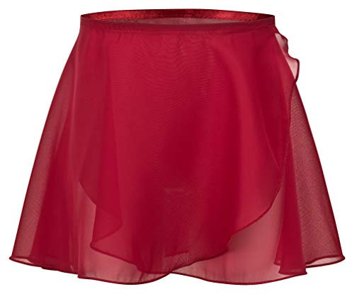 tanzmuster ® Wickelrock Mädchen Ballett - Emma - aus transparentem Chiffon - lockerluftiger Ballettrock zum Binden für Kinder in Burgunder, Größe:140/146