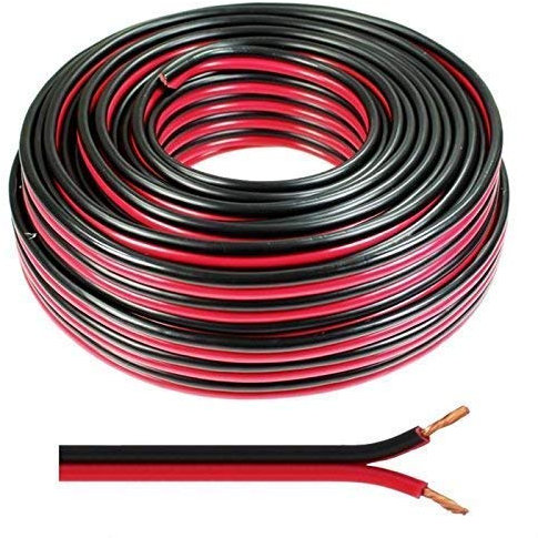2 x 0.50mm Speaker Cable Wire4U® Figure 8, Quality, 50 Strands Wire In 10 20 50 100 Metres (20 metres, Red / Black)
