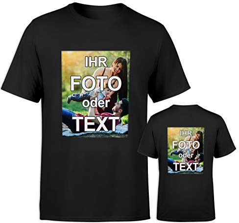 T-Shirt selbst gestalten * Schwarz in XXL * wahlweise einseitig oder doppelseitig Bedruckt mit eigenem Foto Text Logo Name * ringgesponnene Baumwolle * viele Farben und Größen