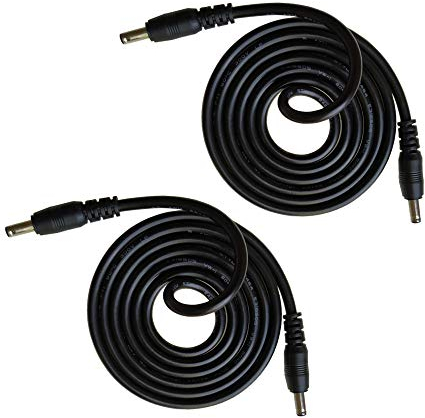DZYDZR 2pcs 1 Meter 1.35mm x 3.5mm DC Extension Cable Black 22 AWG Copper Wire Male to Male Plug Max 24V 3A (3.3ft)