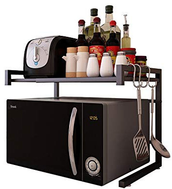 Vinteky Estante de Horno para Microondas, Estantería de Cocina, Ideal para Colgar Multifuncional Organizador Estantería Cocina, Negro