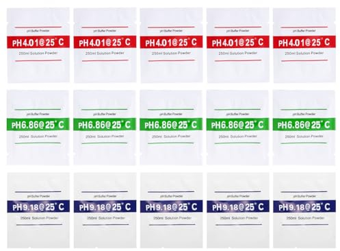 Nynel pH-Messgerät, Pufferlösung Pulver, pH-Lösungsgenauigkeit ± 0,01 pH für schnelle, einfache und genaue pH-Kalibrierung, Wasserreinheit BI672, PH 4,01/PH6,86/PH9,18, 15 Stück