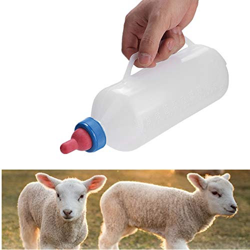 Bouteille de Lait d'agneau Portable, 1L Bouteille de Lait d'agneau Nourrisseur de Lait de chèvre Biberon d'allaitement avec poignée pour Alimentation pour Petits Animaux Orphelin agnea