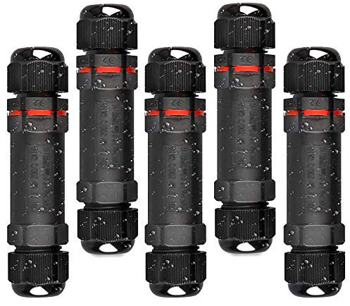 Kabelverbinder Wasserdicht, Kabelverbinder IP68 3-Polig für Ø1-13 mm Kabeldurchmesser, 5 Stück Verteilerdose Außen Erdkabel Abzweigdose Garten Kabelmuffe Verbindungsmuffe Verbindungsbox…
