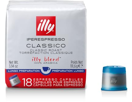 Illy, Café en capsules Iperespresso Lungo, Doux et velouté pour café long | 100% Arabica - 1 boîtes de 18 capsules, (723,6g)