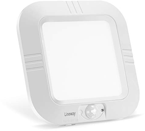 LINEWAY Plafonnier LED à Piles Lumière à Détection de Mouvement Sans Fil Lampe de Plafond intérieur 180LM Daylight pour Placard Couloir Armoire de Sous-sol, Acier allié