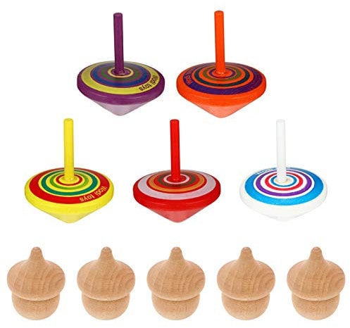 10st Kreisel Spielzeug Handgefertigte Oberteile Spielzeug Aus Holz Trompo Mexicano Holz Tannenzapfen DIY-Tops Bemalte Oberteile Kämpfende Spitzen Kleinkind Hölzern Nostalgie Horn
