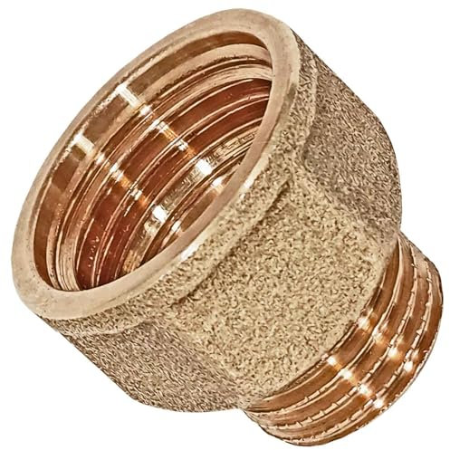 Muffennippel mit Innengewinde 1 1/2 Zoll reduzierend auf 1 1/4 Zoll Außengewinde - 1,5 IG x 1,25 AG Gewinde Schraub Fitting aus Messing