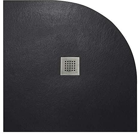 Receveur de douche Quart de cercle STRATO 90x90 cm - Noir - Résistant et Facile à installer - Salle de bain - Douche