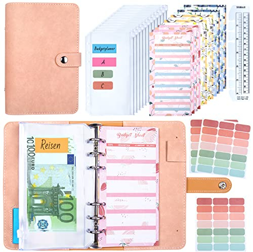 Budget Planner, Binder - Bugetplaner Startset Finanzplaner, A6 Budget Planer Umschlagmethode, Budgetplaner Geld Sparbuch mit Folien für Geld Sparen Money Organizer Spar Challenge Buch