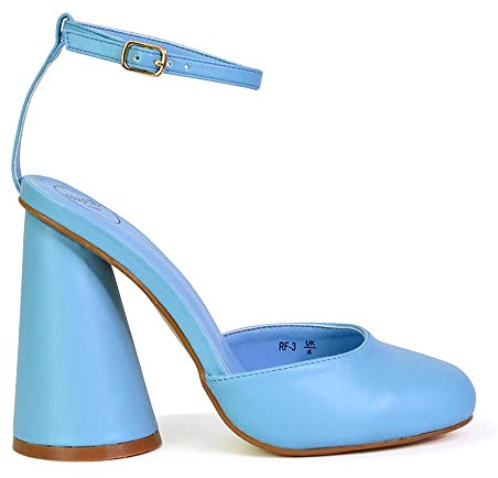 ESSEX GLAM Womens Strappy Ankle Strap Sandals Ladies Chunky Block Heel Close Toe Shoes Size 3-8