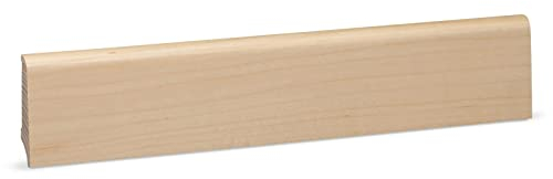 KGM Sockelleiste Coburger Profil – Fußbodenleiste Fichte Massivholz - Furnier Kanadisches Ahorn - Klarlack lackiert – Maße: 2400 x 14 x 60 mm – 1 Stück