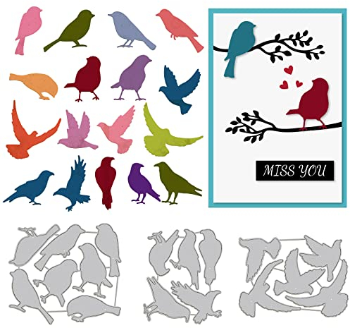GLOBLELAND Vögel Stanzformen Metall Krähen Tauben Tiere Stanzschnitte Prägeschablonen Vorlage für die Kartenherstellung Dekoration für DIY Scrapbooking Album Handwerk