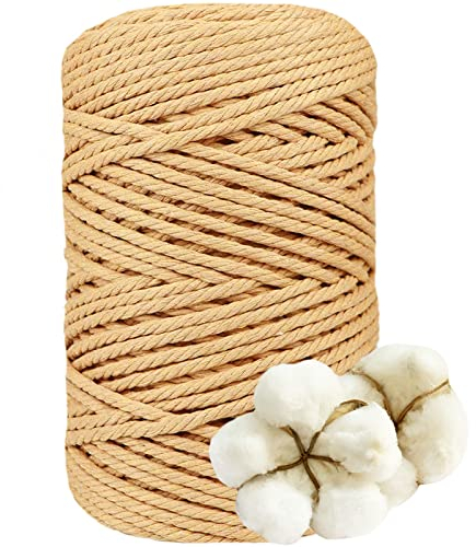 DXRPO Filato macramè, 5 mm x 100 m, Filato di Cotone macramè, Corda per Macrame 5mm,per Fai da Te, macramè, fioriera per Fiori macramè,Regalo per buoni Amici, Piante, Decorazione Boho(Marrone)