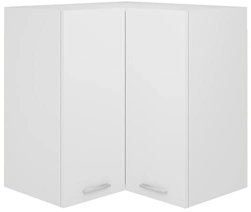 WIFESE Eckhängeschrank 57x57x60 cm Küchenschrank Küchenzeile Wandschrank Für Wohnzimmer Küche Schrank Einbauküche Badezimmermöbel Badezimmerschrank Weiß Holzwerkstoff