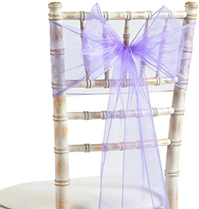 20x275cm Organza Sash Wider Sash Fuller Bows Chair Cover Bows Sash for Wedding Party Birthday Decoration (50, Lilac)