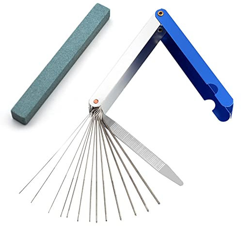 Set di Lime per Chitarra, Lime Capotasto Chitarra, Lime Chitarra Ponte Aghi, per Macinazione con 13 Taglie di Aghi di Macinazione in Acciaio Inossidabile e 1 Pietra di Molare, per Chitarra, Ukulele