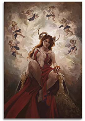 KWID Retro Religiöse Kunstposter Lilith Teufel und Engel Poster Dekorative Malerei Leinwand Wandposter und Kunstbild Druck Moderne Familie Schlafzimmer Dekor Poster 30 x 45 cm