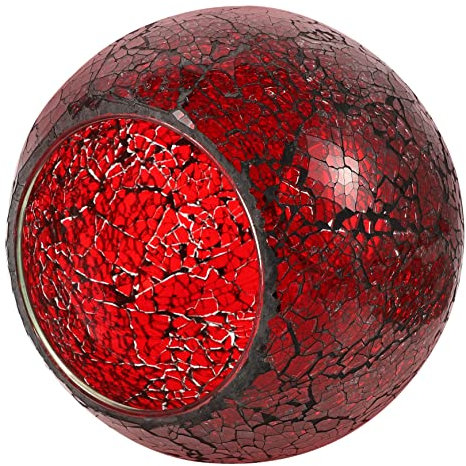 DOITOOL Abat-jour en verre teinté marocain rond pour luminaires de chevet - Abat-jour de rechange pour lampe de chevet - Abat-jour de rechange - Rouge