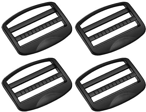 sourcing map Metal Ladder Buckle Slider Tri-Glider Metal Adjustable Buckles, 4pcs 38mm(1-1/2) Inner Width for Webbing Backpack Strap, Black
