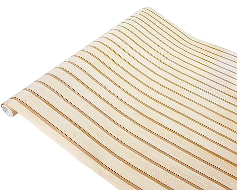 Klebefolie Möbel 45x200 cm | Möbelfolie selbstklebend in Holzoptik | Folie für Möbel zur einfachen Renovierung von Türen, Tischen und Regalen | Klebefolie dekorativ und abwaschbar | Lamellen Hell